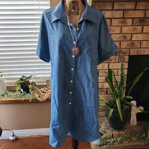 Blue Button-Up Dress NWT